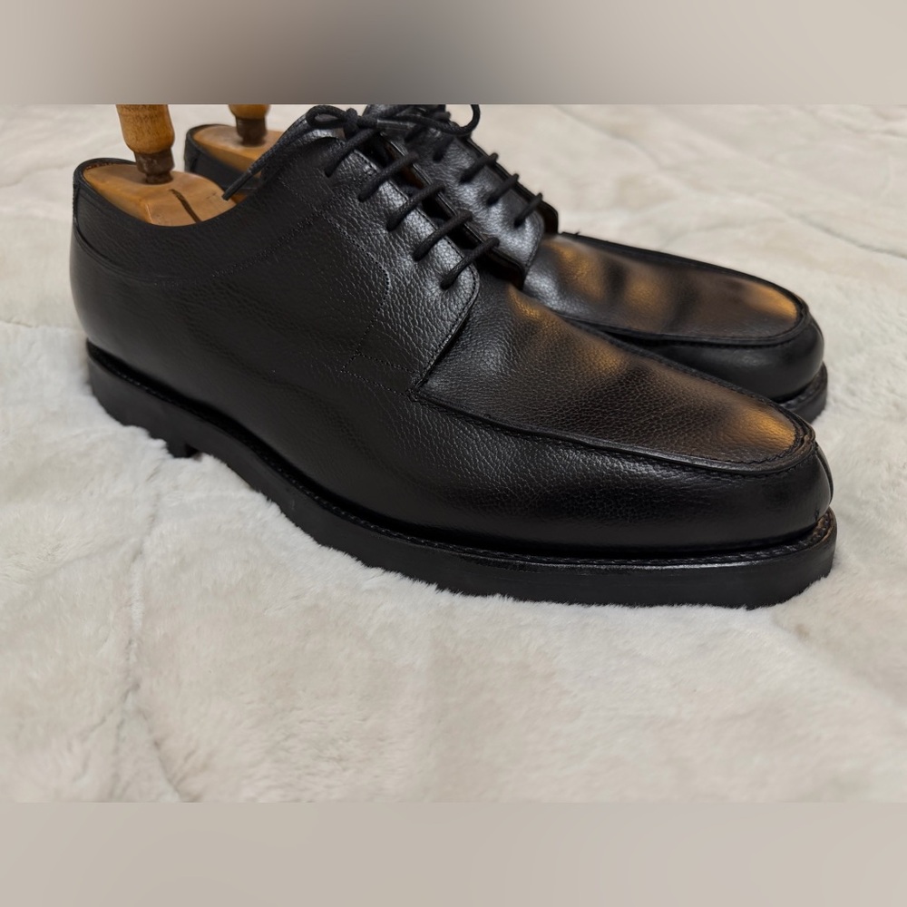Like NEW! $1,820 John Lobb Barros Black Grained Leather Derby Oxfords 12 - Picture 2 of 11